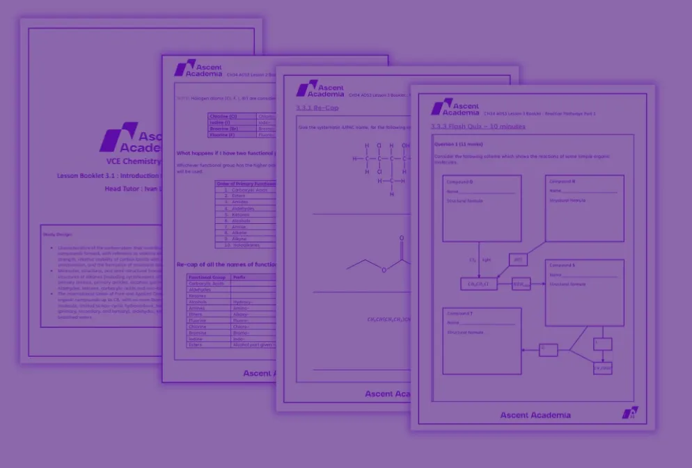 Pages from Ascent's Chemistry 3/4 booklets